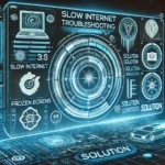 A high-tech diagnostic interface scanning for common tech issues like slow internet, device errors, and frozen screens.