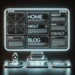 A glowing website menu showing clear sections like "Home," "About," "Blog," and "Contact," symbolizing easy web navigation.